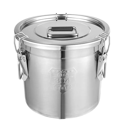 3.2Gal Stainless Steel Canister with Airtight Lid 15-22Lbs Flour Storage Containers for Kitchen Metal Rice Bucket Coffee Canister Dog Food Container Milk Can w/Handles & Sealing Buckles (12L) - color: 12L