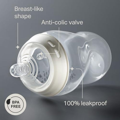 Tommee Tippee Natural Start Anti-Colic 9 oz BPA Free Baby Bottles, 0+ Months, Slow Flow Breast-Like Nipple, Self Sterilizing, Designed for Seamless Transition Between Bottle & Breast, Clear, Pack of 2 | Pack of 2, Slow Flow Breast-Like Nipple, Self-Steril