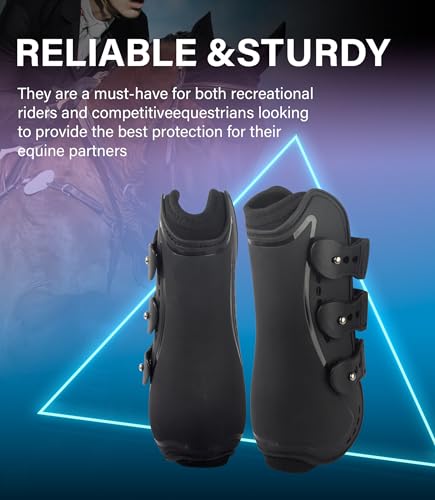 4/Pack Horse Jumping Boots, Open Front & Fetlock Boots for Jumping - color: Black
