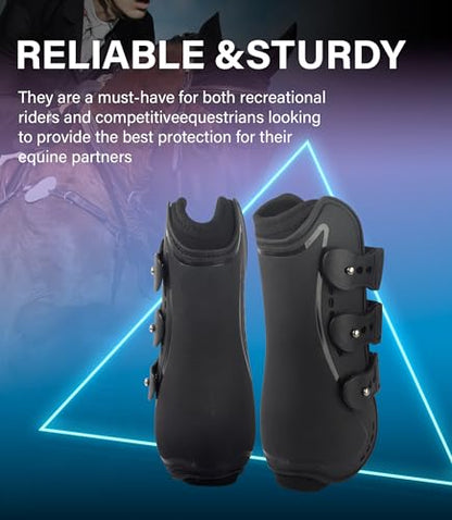4/Pack Horse Jumping Boots, Open Front & Fetlock Boots for Jumping - color: Black