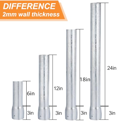 Fence Post Extender 2-3/8" OD 12" Height Heavy Duty Hot-Dip Galvanized Steel with Fence Bracket, Screws & Caps (2 Pack) - size: 12in Fence Post Extension