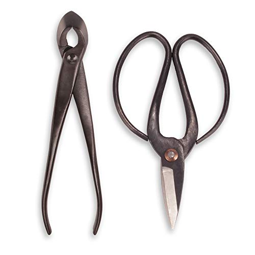BambooMN Bonsai Basics Set - 8" Concave Cutter, 7" Heavy Duty Shear - 1 Set - color: Concave Cutter & Heavy Duty Shear Set, size: 1