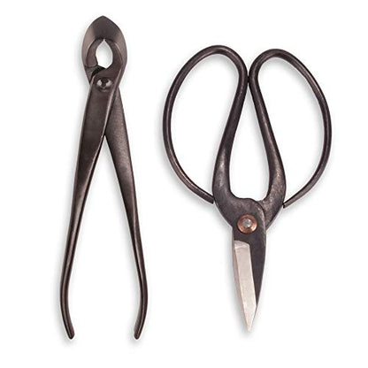 BambooMN Bonsai Basics Set - 8" Concave Cutter, 7" Heavy Duty Shear - 3 Sets - color: Concave Cutter & Heavy Duty Shear Set, size: 3