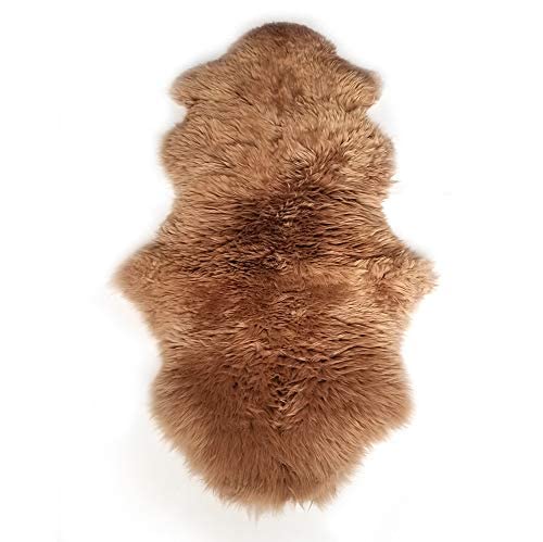 WL&ALLEN Large Sheepskin Rug Genuine Thick and Lush 3 Inch Pile，Luxury Australian Pelts |Large Sheepskin Wool Area Rugs (Single & a Half Pelt 2'6" x 5‘，Light Brown)… - color: Light Brown, size: 2'10" x 5'7" (Sheep Pelt)