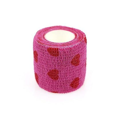 Self Adhesive Bandage Wrap Animal Cohesive Bandage Self Adherent Wrap First Aid Tape for Dogs Cats Horses Birds & Wrist Healing Ankle Sprain (2 Inch Heart 6 Rolls) - color: 2 Inch Heart 6 Rolls
