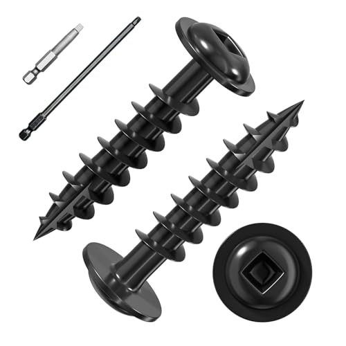 Wensilon (Black) Pocket Hole Screws # 8 * 1" 156pcs 1lbs Square Hole Wood Screws and Round Head Square Hole self Tapping Screws are Suitable for Wooden use.150MM,60MM Drive bit Included. - color: Black, size: 8*1"