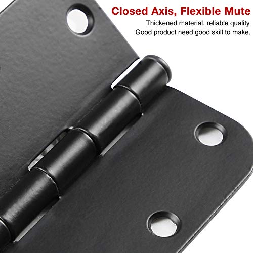 TDCHINGES 3 1/2" Matte Black Door Hinges 3.5 Inch Rounded Flat 18 Pack - color: Matte Black, size: 18 Pack