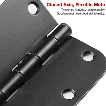 TDCHINGES 3 1/2" Matte Black Door Hinges 3.5 Inch Rounded Flat 18 Pack - color: Matte Black, size: 18 Pack