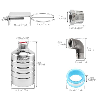 Float Valve Automatic Water Level Control Water Float Valve 1/2 to 3/4in | 304 Stainless Steel Water Float Valve for Water Tank, Livestock Trough - style: Style 5
