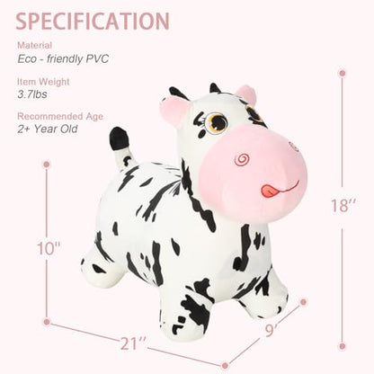 INPANY Bouncy Cow, Plush Cow Hoppers Toys for 2-4 Kid, Indoor & Outdoor Fun - color: Black and White