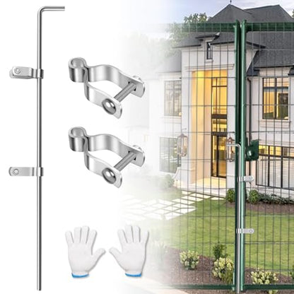 1-5/8" × 32" Chain Link Gate Drop Rod Kit with 2 Hinges - size: 1-5/8" × 32" (1 PACK)