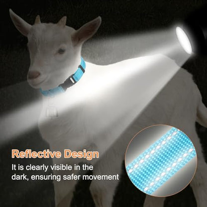 M METERXITY 6-Pack Reflective Goat Collars with Bells, 13.8"-20.5" Polyester Adjustable Pet Collar with Anti-Lost Grazing Copper Bell for Small Farm Animal/Sheep/Cow/Goat [Blue] - color: Blue