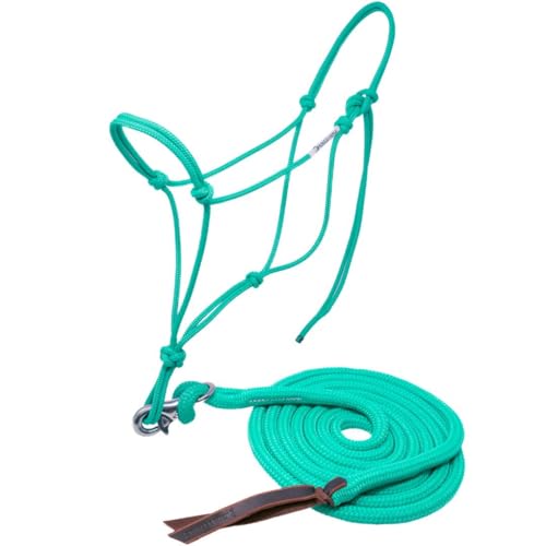Four Knot Rope Halter and 12 Foot Lead Rope Training Set (Turquoise, Small) - color: Turquoise, size: Small