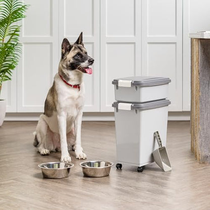 IRIS USA Dog Food Storage Container, Up to 30+11 lbs, Gray/Dark Gray - color: Gray/Dark Gray