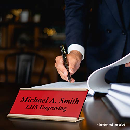 Custom Engraved Office Door Name Plate & Desk Signs, Red, 2x4 - color: B14 - Red & Black Lettering, size: 2in x 4in (5.1cm x 10.1cm)