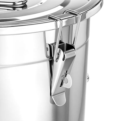 QWORK 5.5 Gallon 304 Stainless Steel Airtight Container, 21L 710oz Metal Storage Bin with Locking Lid & Side Handles, Heavy Duty Canister for Pet Food, Rice, Flour