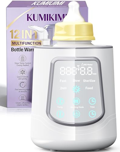 12 in 1 Fast Baby Bottle Warmer Constant Temp Milk Warmer Fits All Bottles | Even Heating No Hot Spots, Night Mode, Sterili-zing for Breastmilk & Formula Gray - color: Fast-Grey