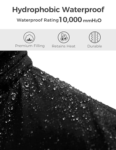 Wantdo Boy's Waterproof Ski Jacket Fleece Snowboarding Jackets Warm Thick Winter Coat Hooded Raincoats - color: Black, size: 18-20