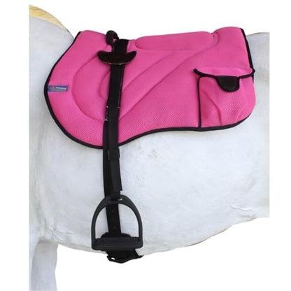 Horse Western Breathable Padded Anti-Slip Neoprene Bareback Saddle Pad 39194 - color: Pink/Black, size: Bareback Pad: 23" L x 36" W Cinch: 32" L x 4" W