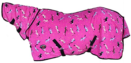 Horse Soft Fleece Cooler Contoured Exercise Blanket Liner Sheet Wicks 4397N - color: Pink Pony, size: 72 inches