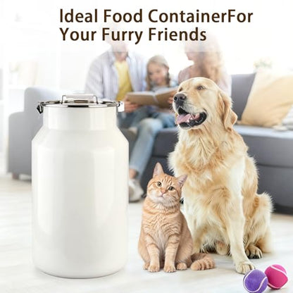 Dog-Cat Food Storage Container 40 lb, Large Stainless Steel Bin | 38 Qt 304 stainless steel bin holds up to 40 lb of dry pet food; silicone-sealed airtight lid; 1-cup wood-handled scoop. - size: 38 Qt