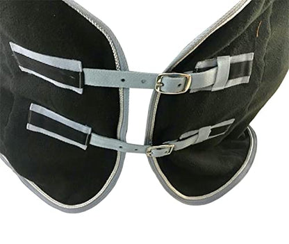 Majestic Ally Anti Pill Fleece Horse Blanket/Sheet with Silver Braided Rope (Black, 76) - color: Black, size: 76