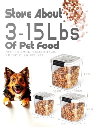 LivLab Mker 20 lb Stackable Pet Food Storage Containers, 3 Pack - color: 20LBS-3Pack-White-2
