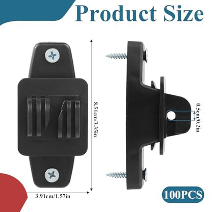 Electric Fence Insulators for Wood Post Claw Black, 100 Set