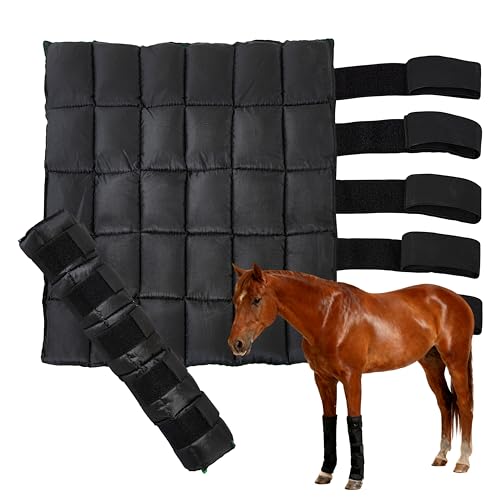 Reusable Gel Horse Ice Boots 2 Pack, Adjustable 5 Leg Cooling Wraps