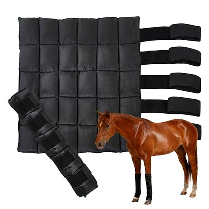 Reusable Gel Horse Ice Boots 2 Pack, Adjustable 5 Leg Cooling Wraps