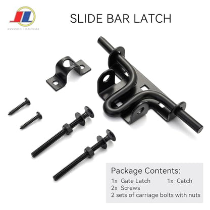 Slide Bolt Gate Latch, Fence Gate Lock, 6.5 Inch, Black - size: Sliding Rod Type