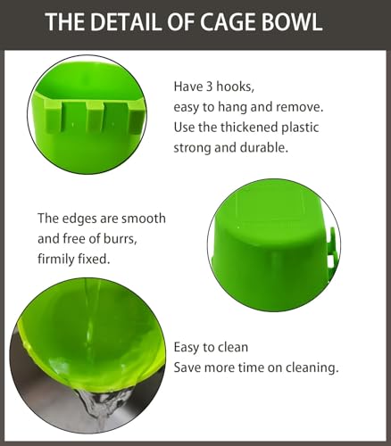 40 Pack Cage Cups Birds Feeders Seed Bowl Chicken Feeding Watering Dish Rabbit Water Food Hanging Wire Cages Box 8oz Coop Cups for Pet Parrot Parakeet Gamefowl Poultry Pigeon (Green) - size: 40PCS Green