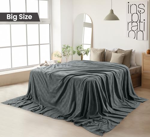 Utopia Bedding 100% Cotton Thermal Blanket Smoke Gray Big, 120x120 Inches - color: Smoke Gray, size: Big