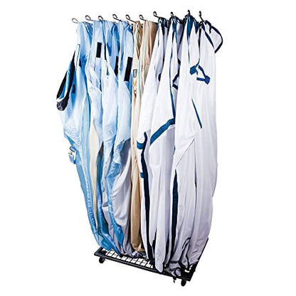 EASY-UP Pro Series Rolling Blanket Hanging Rack | Portable Rolling Design | Holds 12 Blankets | Locking Caster Wheels | Grid Floor Layout | 7-Year Warranty
