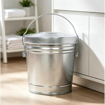 6 Gallon Galvanized Steel Locking Lid Storage Can, Airtight Rodent Proof Metal Bin for Pet Food Seed Dry Goods Storage