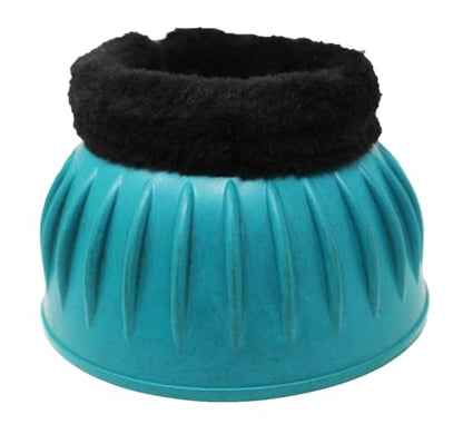 CHALLENGER Horse Training Ribbed Rubber Hoof Impact Overreach Protection Fleece Lined Bell Boots 41HI01 - color: Turquoise, size: X-Large