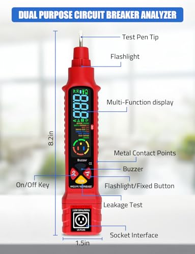 2-in-1 Voltage Tester 2-440V LCD Circuit Breaker Finder Kit | electrical Outlet tester supports dual AC 2-440V & 50-60Hz testing, equipped with clear LCD display for voltage data reading.