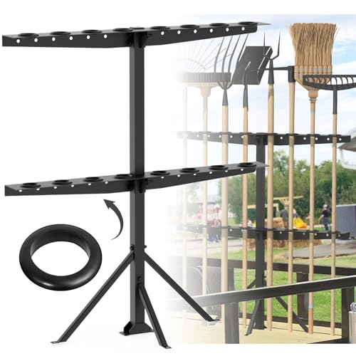 Utility Trailer Tool Rack with 8 Rubber Holes with Brackets, Standard Black - color: Standard Black