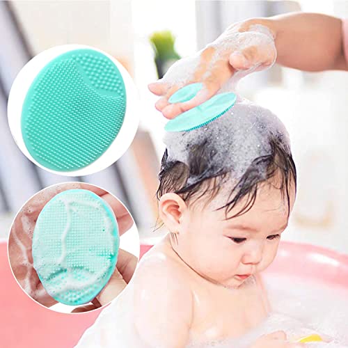 Baby Hair Brush with Wooden Handle and Comb Set for Newborns & Toddlers | Natural Soft Goat Bristles l Wood Comb l Green Cradle Cap Brush | Ideal for Cradle Cap (3 Piece) - color: Green Silicone Brush (3pcs)