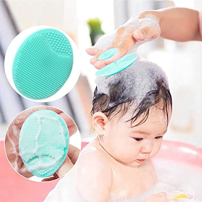 Baby Hair Brush with Wooden Handle and Comb Set for Newborns & Toddlers | Natural Soft Goat Bristles l Wood Comb l Green Cradle Cap Brush | Ideal for Cradle Cap (3 Piece) - color: Green Silicone Brush (3pcs)