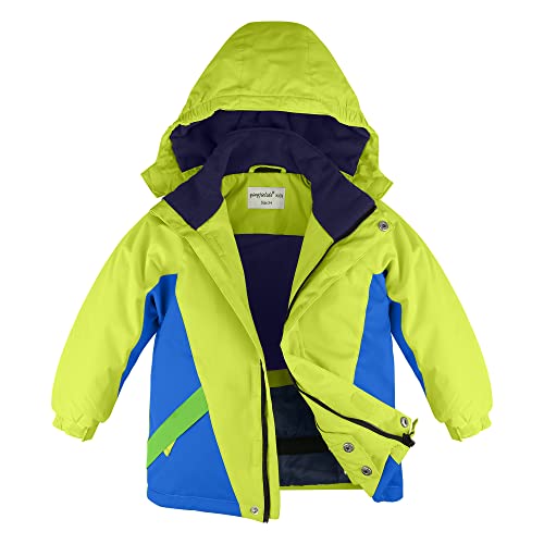YINGJIELIDE Boy's Waterproof Ski Jacket,Kids Outdoor Snowboarding windproof Jacket,Fleece Lined Hooded,Warm Winter Snow Coat - color: Fluroscent Green, size: 5-6 Years
