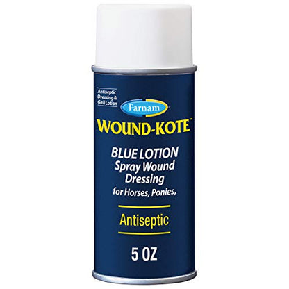 Farnam Wound-Kote Blue Lotion Spray Horse Wound Care for use on Horses and Dogs, Antiseptic Properties, for Minor Wounds, Cuts and Sores, 5 Oz - size: 5 ounces