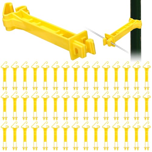 Pangda 45 Pcs 5 Inch Snap Type Insulator Electric Fence T Post, Yellow - color: Yellow
