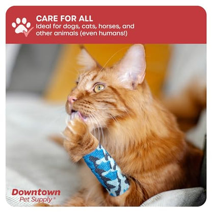 Downtown Pet Supply Cohesive Vet Wrap for Dogs, Self Adhesive Bandages in Bulk, Pet Cat Wound Care, Gauss Bandage for Horses (Variety, Pack of 10)