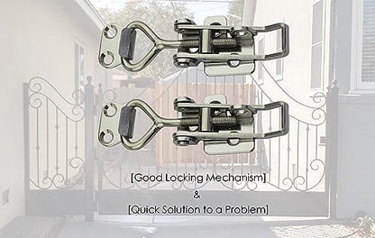 Adjustable Latch Buckle Cabinet Boxes Lever Handle Toggle Catch Latch Lock,Silver,Adjustable Range:75-95mm,2 Pcs - size: 1S,Range:75-95mm