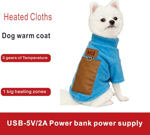 MYI Winter Heated Dog Electric Warm Coat Clothes for Small Medium Large Dogs Outside/Inside Cold Weather Jacket pet Vest Blue M(NOT Included Batteries) - color: Blue, size: Medium(Back length 9.8 Inch)