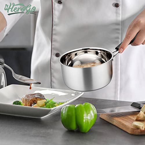 Herogo 2Qt Saucepan with Lid, 18/10 Stainless Steel Sauce Pan Pot, 2 Quart Saucepan for Gas Electric Stove Top Camping, Rust Free & Dishwasher Safe - size: 2 Quarts