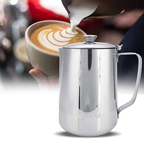 Milk Frothing Pitcher 350ml 600ml 900ml 1500ml 2000m(12oz 20oz 32oz 50oz 66oz) Steaming Pitchers Stainless Steel Milk Coffee Cappuccino Latte Art Barista Steam Pitchers Milk Jug Cup with Deco - size: 2000mL