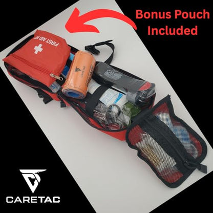 CareTac IFAK Trauma & First Aid Kit with CAT Gen 7 Tourniquet – Military-Grade Tactical Medical Kit Includes Israeli Bandage, Chest Seal, Splint & CPR Mask for Bleed Control, Gunshot Wounds & More - color: Green