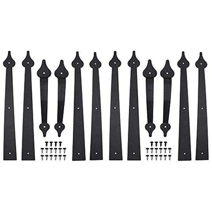 WINSOON Decorative Metal Garage Door Hardware Screw in, Black Steel, 2 Sets - size: 2Packs